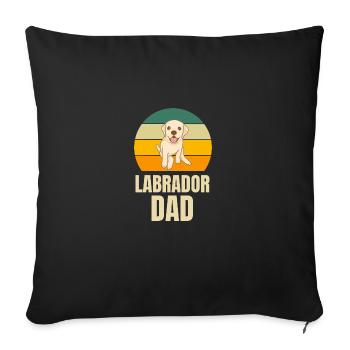 Labrador Papa Propriétaire de chien Fête des pères Rétro Labrador - Housse de coussin décorative 45 x 45 cm - noir - Devant