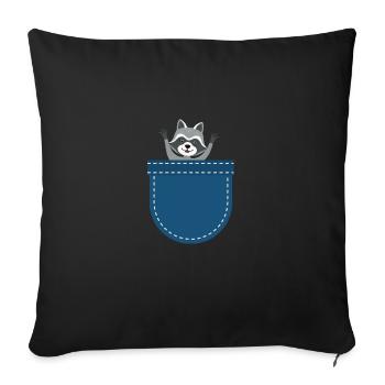 Waldtier Trash Panda Geschenk Brusttasche Waschbär - Sofakissenbezug 45 x 45 cm - Schwarz - Vorne