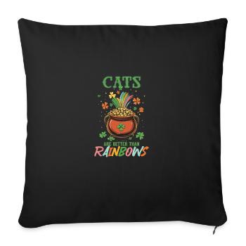 Les chats de la Saint-Patrick valent mieux que les arcs-en-ciel - Housse de coussin décorative 45 x 45 cm - noir - Devant