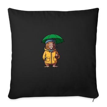Comic Capybara Veste de pluie Chapeau Parapluie Jaune - Housse de coussin décorative 45 x 45 cm - noir - Devant