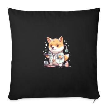 Japanese dog Shiba Inu as doctor scientist - Sofa pillowcase 17,3'' x 17,3'' (45 x 45 cm) - black - Front
