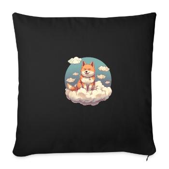 Japanese dog Shiba Inu angel sky reminder - Sofa pillowcase 17,3'' x 17,3'' (45 x 45 cm) - black - Front