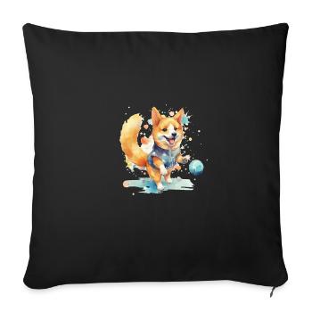 Japanese dog Shiba Inu Ball Sport - Sofa pillowcase 17,3'' x 17,3'' (45 x 45 cm) - black - Front