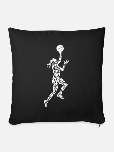 Symboles des joueurs de basket-ball Basketball féminin - Housse de coussin décorative 45 x 45 cm - noir