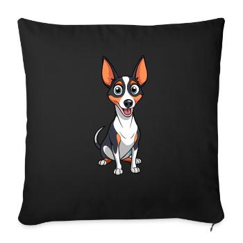 Curieux Rat Terrier - chien oeuvre pinte - Housse de coussin décorative 45 x 45 cm - noir - Devant