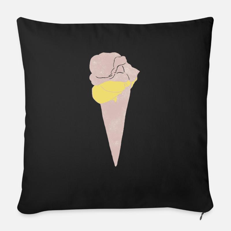 Eis Linoldruck - Sofakissenbezug 45 x 45 cm - Schwarz