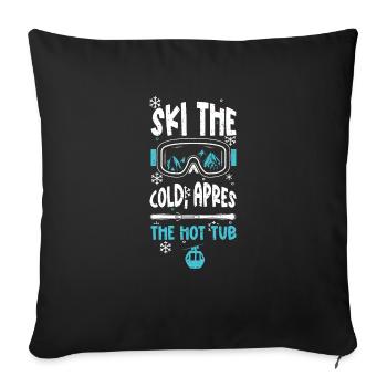 Skiez le froid, après le bain à remous - Housse de coussin décorative 45 x 45 cm - noir - Devant