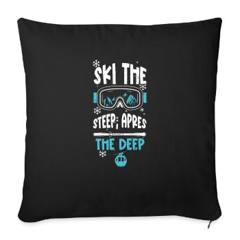 Skiez le steep, après le profond - Housse de coussin décorative 45 x 45 cm - noir - Devant