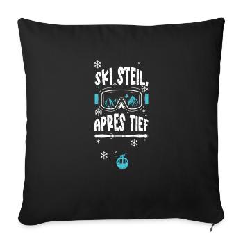 Ski steil, Apres tief - Apres Ski - Sofakissenbezug 45 x 45 cm - Schwarz - Vorne