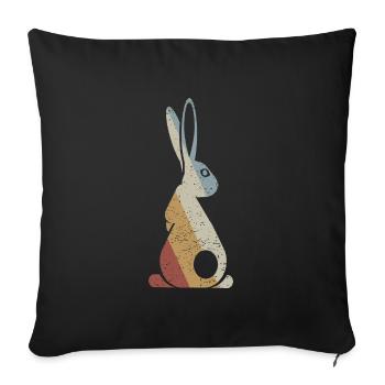 Lapin Rétro Style Vintage - Housse de coussin décorative 45 x 45 cm - noir - Devant