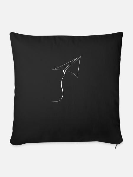 Papierflieger Weiß - Sofakissenbezug 45 x 45 cm - Schwarz