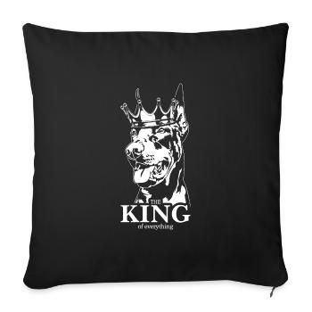Dobermann King of everything Hundespruch Wilsigns - Sofakissenbezug 45 x 45 cm - Schwarz - Vorne