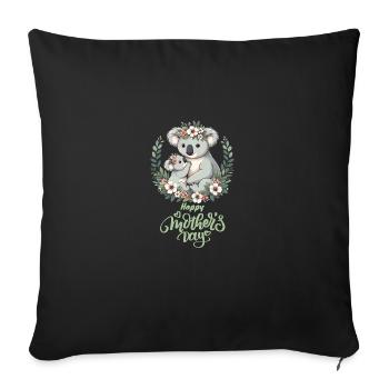 Koala Lover Hug Floral Mum Happy Mother's Day - Sofa pillowcase 17,3'' x 17,3'' (45 x 45 cm) - black - Front