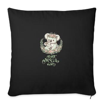 Meilleure maman jamais Koala embrasser Couronne de fleurs - Housse de coussin décorative 45 x 45 cm - noir - Devant