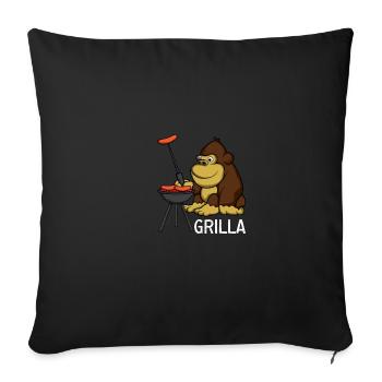 Grilla Wortin illustrateur Cadeau - Housse de coussin décorative 45 x 45 cm - noir - Devant