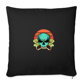 Skull smoking Unhealthy person. Poison - Sofa pillowcase 17,3'' x 17,3'' (45 x 45 cm) - black - Front