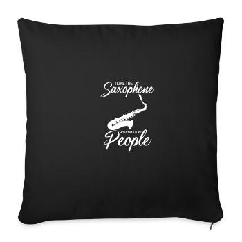 Saxophon als Menschen Introvertiert Geschenk - Sofakissenbezug 45 x 45 cm - Schwarz - Vorne