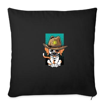 Beau Doberman Sheriff Dog Trainer Cadeau - Housse de coussin décorative 45 x 45 cm - noir - Devant