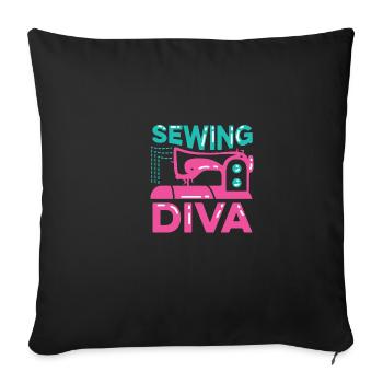 Sewing diva singer or performer gift - Sofa pillowcase 17,3'' x 17,3'' (45 x 45 cm) - black - Front