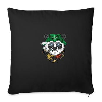 Panda Rasta Raucher Geschenk - Sofakissenbezug 45 x 45 cm - Schwarz - Vorne