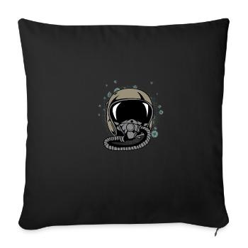Casque de pilote Cadeau d’élève pilote - Housse de coussin décorative 45 x 45 cm - noir - Devant