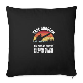 Tronçonneuses Vintage Lumberjack Funny -Tree Chirur - Housse de coussin décorative 45 x 45 cm - noir - Devant