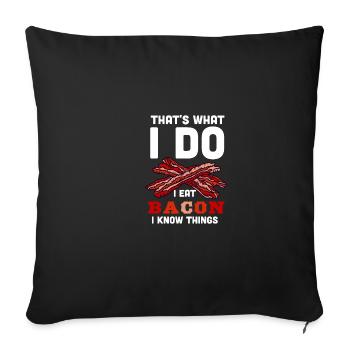 I eat bacon BBQ quote vintage funny bacon liebha - Sofa pillowcase 17,3'' x 17,3'' (45 x 45 cm) - black - Front