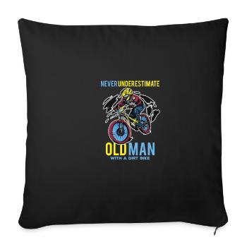 La citation de motocross ne sous-estime jamais un vieil homme - Housse de coussin décorative 45 x 45 cm - noir - Devant