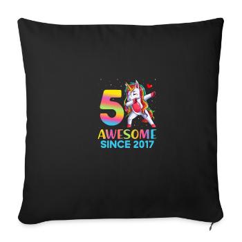 great polka dot unicorn Bday 5 years old girl 5 - Sofa pillowcase 17,3'' x 17,3'' (45 x 45 cm) - black - Front