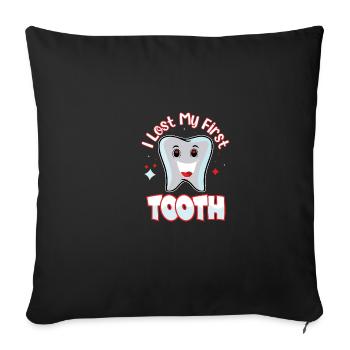 Drôle de citation J’ai mes premières dents ver - Housse de coussin décorative 45 x 45 cm - noir - Devant