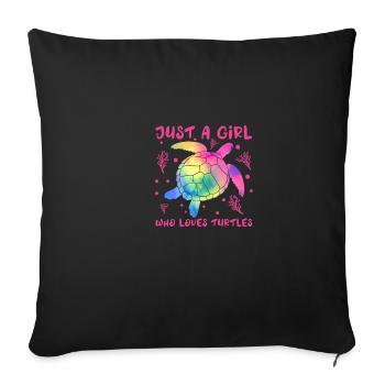 Fun the girl who loves turtles - Women - Sofa pillowcase 17,3'' x 17,3'' (45 x 45 cm) - black - Front