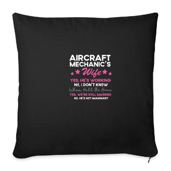 Funny Airplane Mechanic Mrs. Women Fra - Sofa pillowcase 17,3'' x 17,3'' (45 x 45 cm) - black - Front