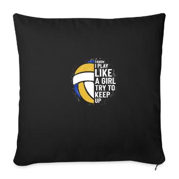 Volleyball cool pour les jeunes filles volleyball féminin - Housse de coussin décorative 45 x 45 cm - noir - Devant