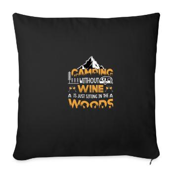 Devis vintage Camping Aventure - Housse de coussin décorative 45 x 45 cm - noir - Devant