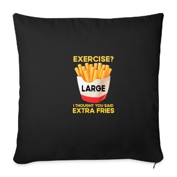 Citation drôle super Français frites Fast Fo - Housse de coussin décorative 45 x 45 cm - noir - Devant
