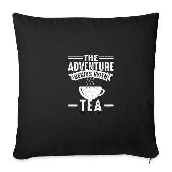 L’aventure commence avec le thé - Housse de coussin décorative 45 x 45 cm - noir - Devant