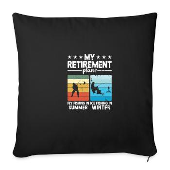 Fly fishing - Ice fishing pension scheme - Sofa pillowcase 17,3'' x 17,3'' (45 x 45 cm) - black - Front