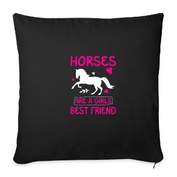 Horses are a girl's best friend - Sofa pillowcase 17,3'' x 17,3'' (45 x 45 cm) - black - Front