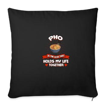 Pho garde ma vie ensemble soupe de nouilles drôle H - Housse de coussin décorative 45 x 45 cm - noir - Devant