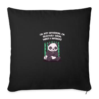 Je ne suis pas antisocial dans sélectivement social drôle - Housse de coussin décorative 45 x 45 cm - noir - Devant