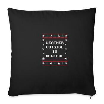 Météo à l’extérieur est vin célébration vin de Noël amour - Housse de coussin décorative 45 x 45 cm - noir - Devant