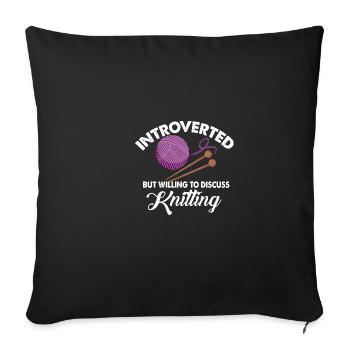 Introverted funny quote, but willing to use the S - Sofa pillowcase 17,3'' x 17,3'' (45 x 45 cm) - black - Front