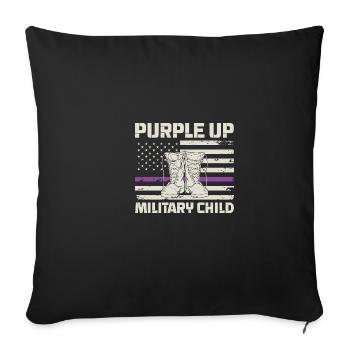 Lila up Tee militaire Mois de l’enfant militaire US -amer - Housse de coussin décorative 45 x 45 cm - noir - Devant