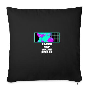 Ramen Nap Anime Repeat Manga Food Japanische Anima - Sofakissenbezug 45 x 45 cm - Schwarz - Vorne