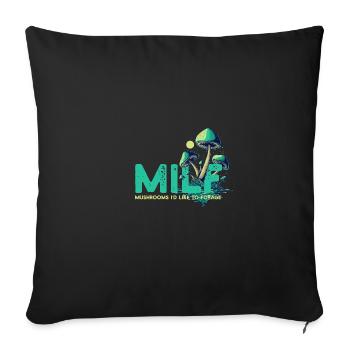 Vintage citation champignons ID comme nourriture - Housse de coussin décorative 45 x 45 cm - noir - Devant