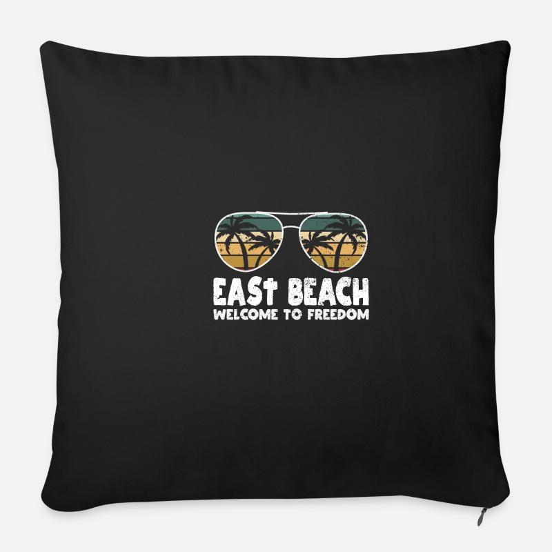 East Beach Willkommen zu Freiheitserlaub - Sofakissenbezug 45 x 45 cm - Schwarz