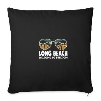 Long Beach Welcome to Freiheitserlaub - Sofa pillowcase 17,3'' x 17,3'' (45 x 45 cm) - black - Front