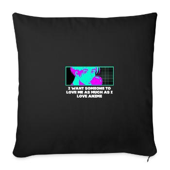 Love me as much as I love anime manga Valentinsta - Sofa pillowcase 17,3'' x 17,3'' (45 x 45 cm) - black - Front