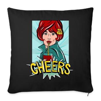 Cheers Popart - Sofakissenbezug 45 x 45 cm - Schwarz - Vorne