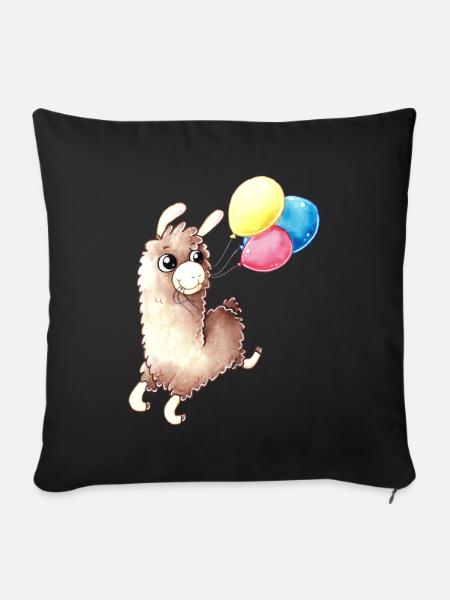 Birthday Alpaca - Sofa pillowcase 17,3'' x 17,3'' (45 x 45 cm) - black